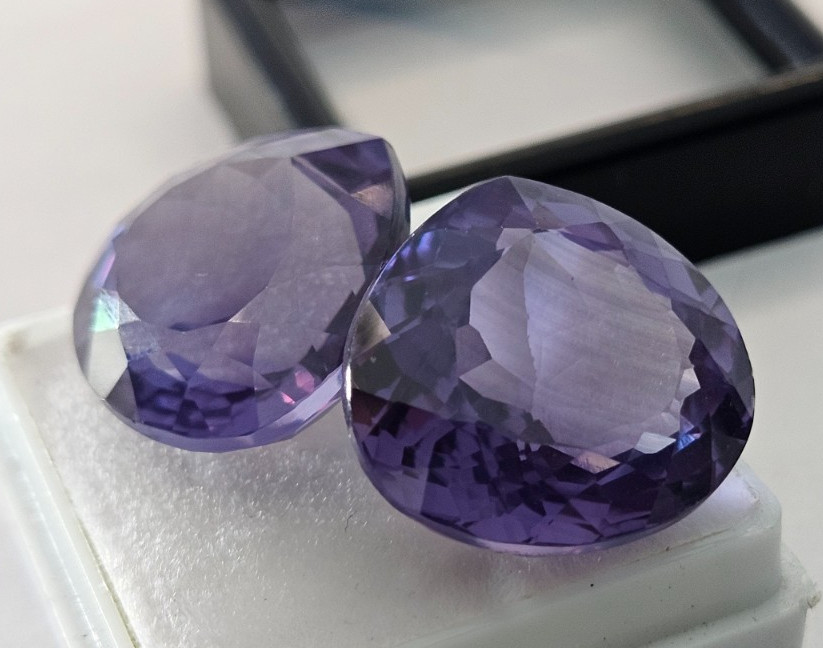 Colour Change 40+ Ct Alexandrite Pear Cut Natural Pair Loose Gemstone