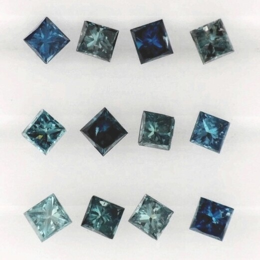 BLUE DIAMOND 2.75 MM PRINCESS CUT ALL NATURAL SOLD PER STONE F-2859