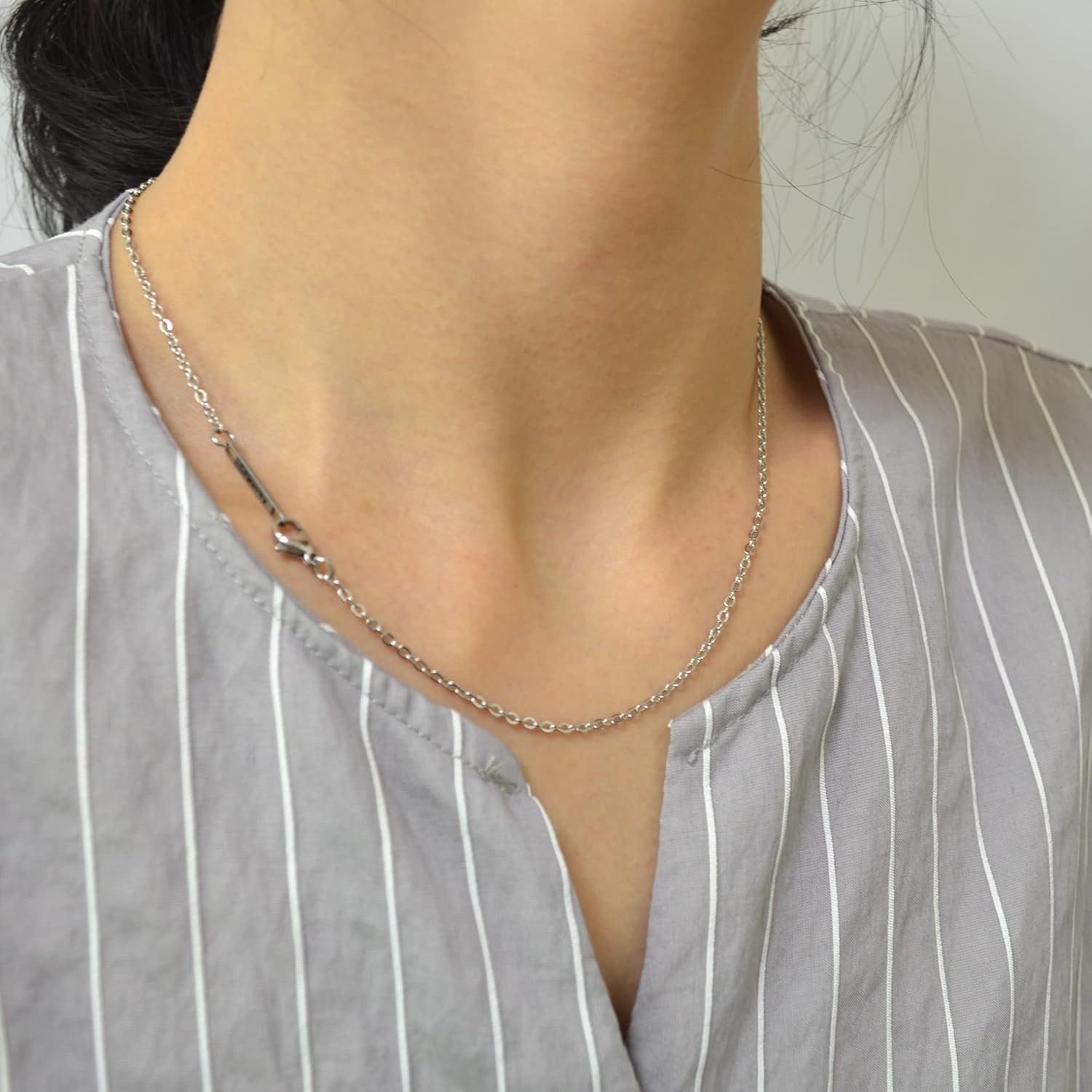 2MM Stainless Steel Cable Chain Necklace Thin Silver Men Women 16-30 Inch Dur…