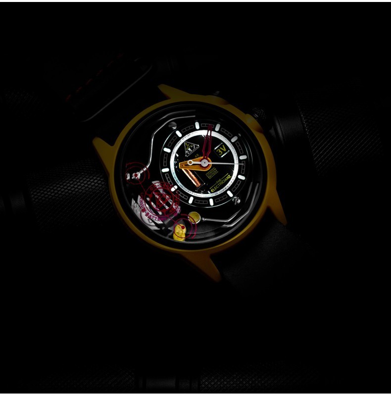 The ElectricianZ Ammeter Quartz Electric Steel Light Black Leather Watch
