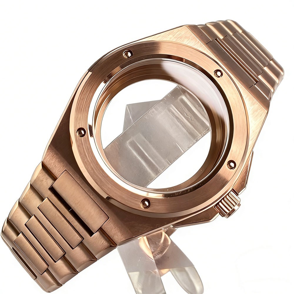 20ATM Tandorio 40mm Sapphire Dive Watch Case Set Rose Gold Fit NH35 NH36 NH38