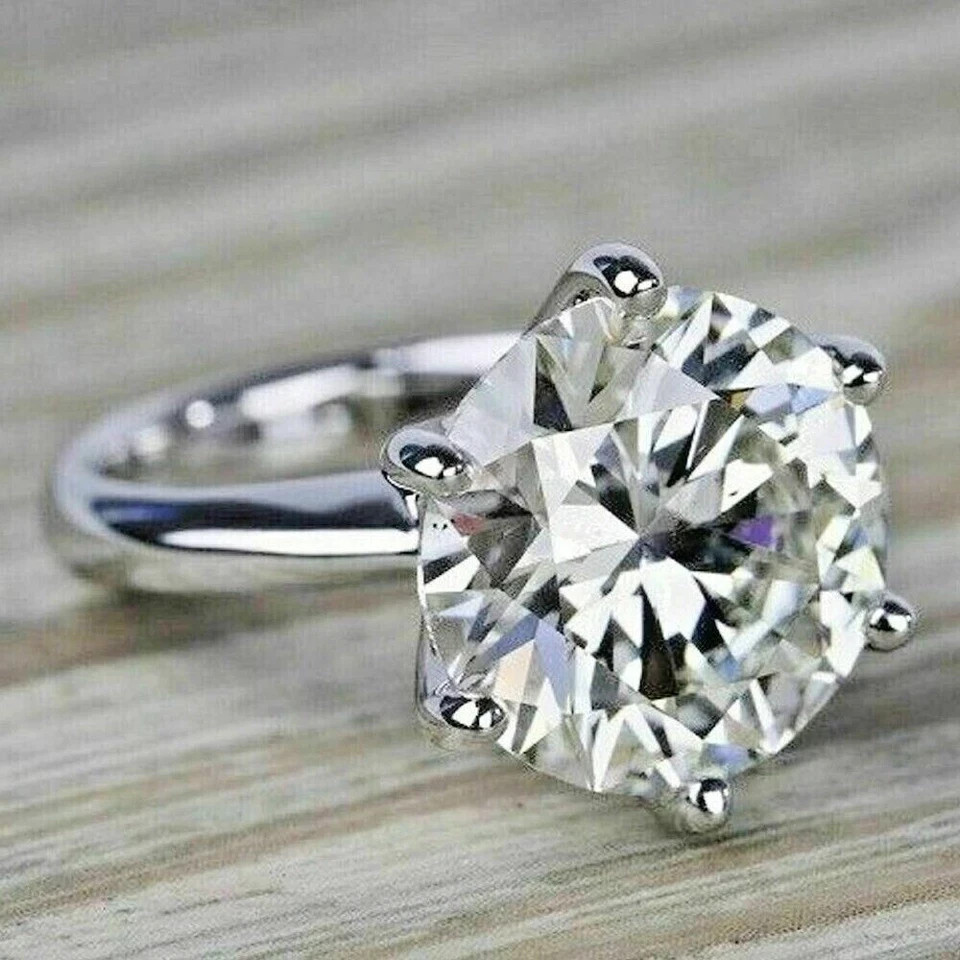 5 Ct Lab Grown Women Round Cut Diamond Ring 14k White Gold IGI Certified VVS E F