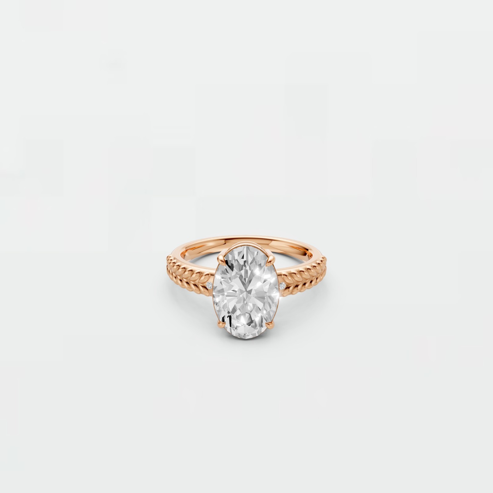 Three Stone Oval Lab Diamond Prong Set Solitaire Engagement Ring