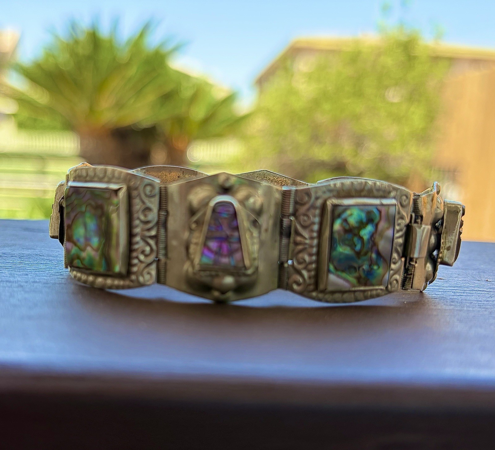 Silver Abalone Shell Bracelet Hecho En Mexico
