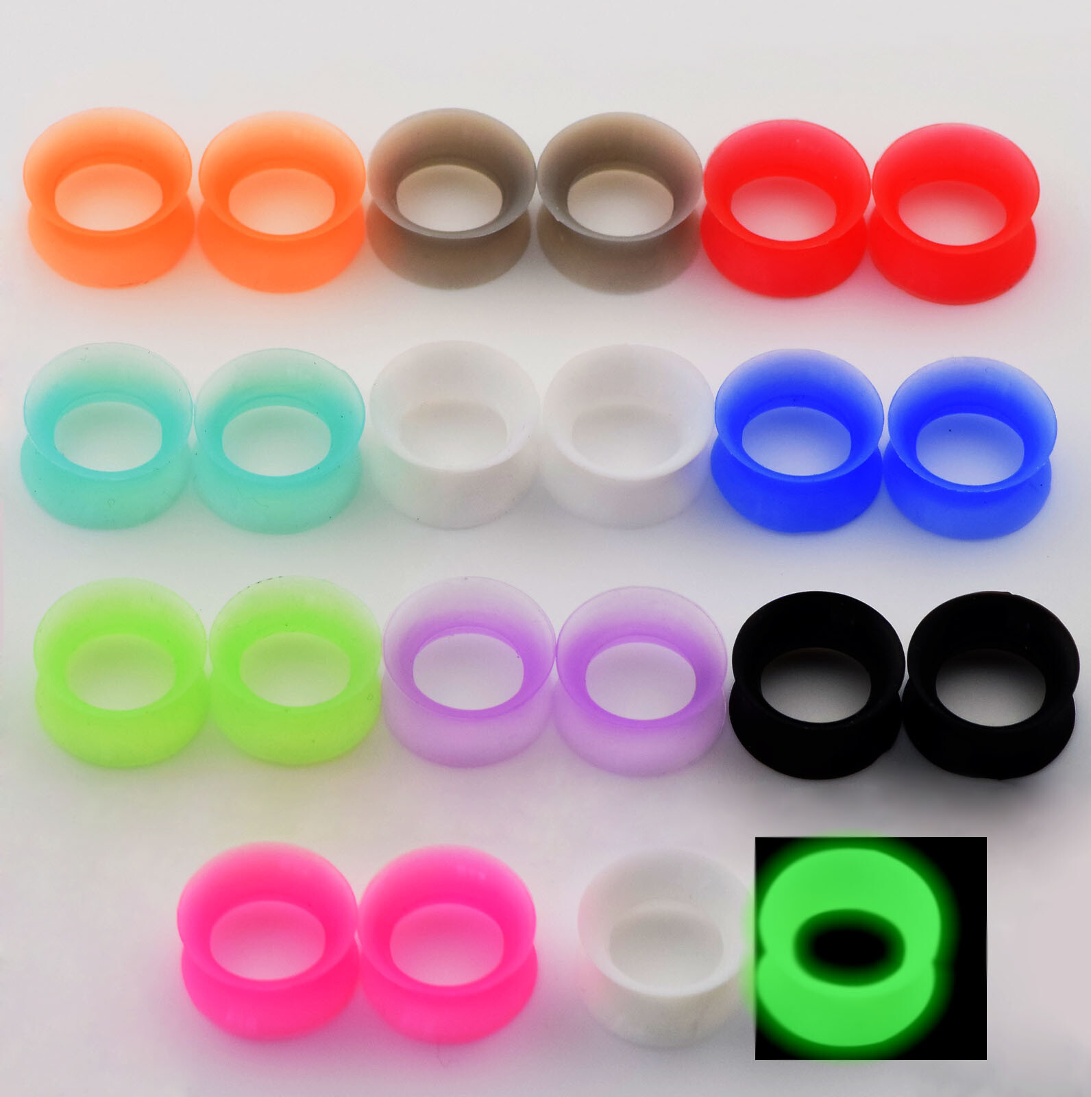 6-76PCS/LOT Soft Silicone Ear Flesh Tunnel Plugs Ear Gauges Kit Ear Expanders
