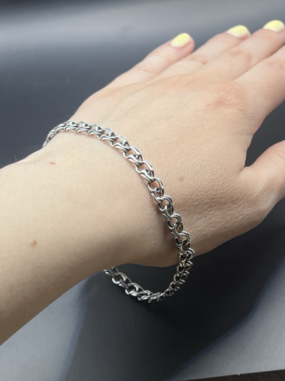 Vintage Elegant 925 Silver Rolo Chain Bracelet 9 In