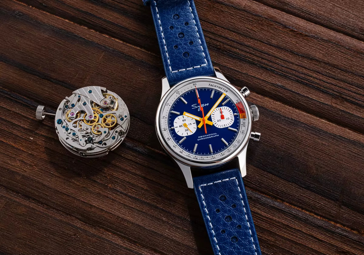 Sugess Chrono Heritage Blue Panda S387.03.J 40mm Mechanical Chronograph Watch