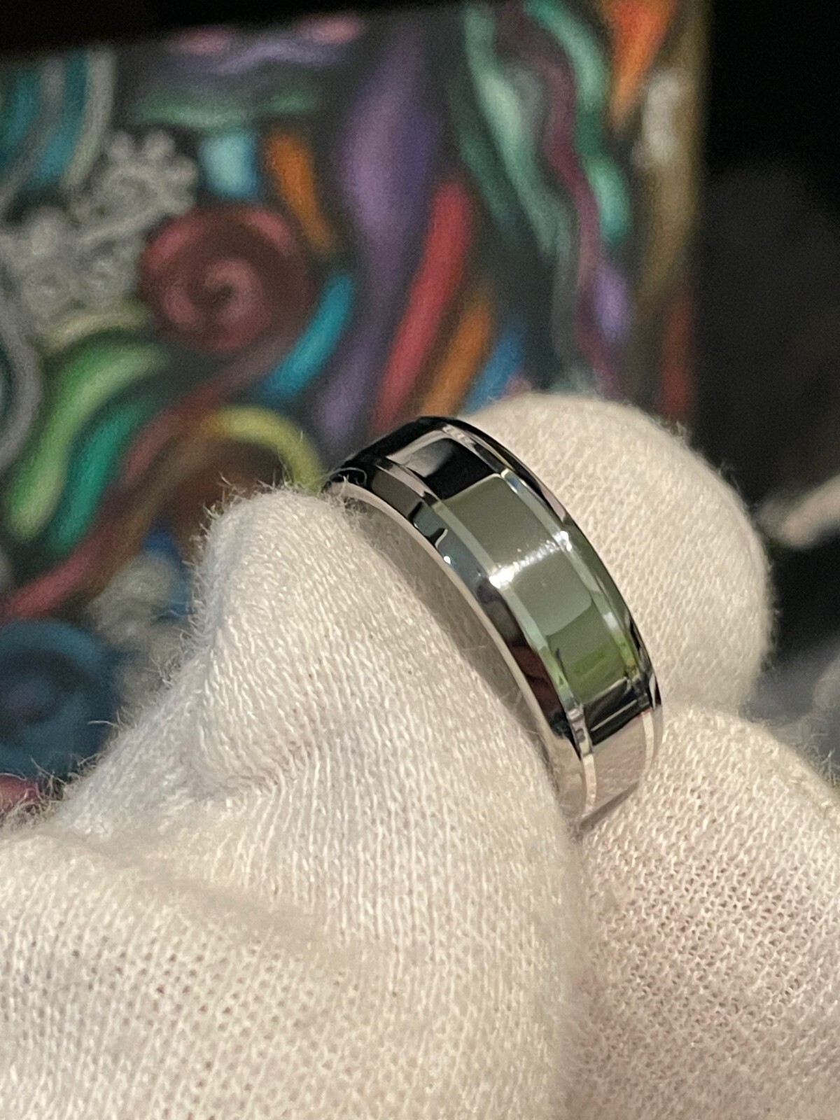 Polished Titanium Silver Ring, Comfort Fit, Wedding Band, 6mm