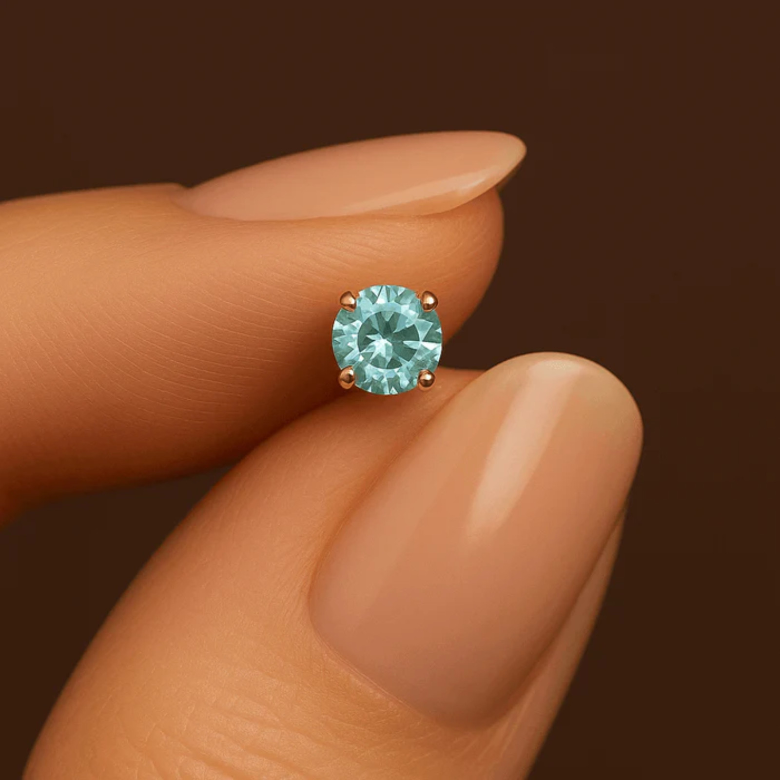 9K Solid Gold L-Bend Crystal CZ Nose Stud Pin Women’s Piercing Jewellery