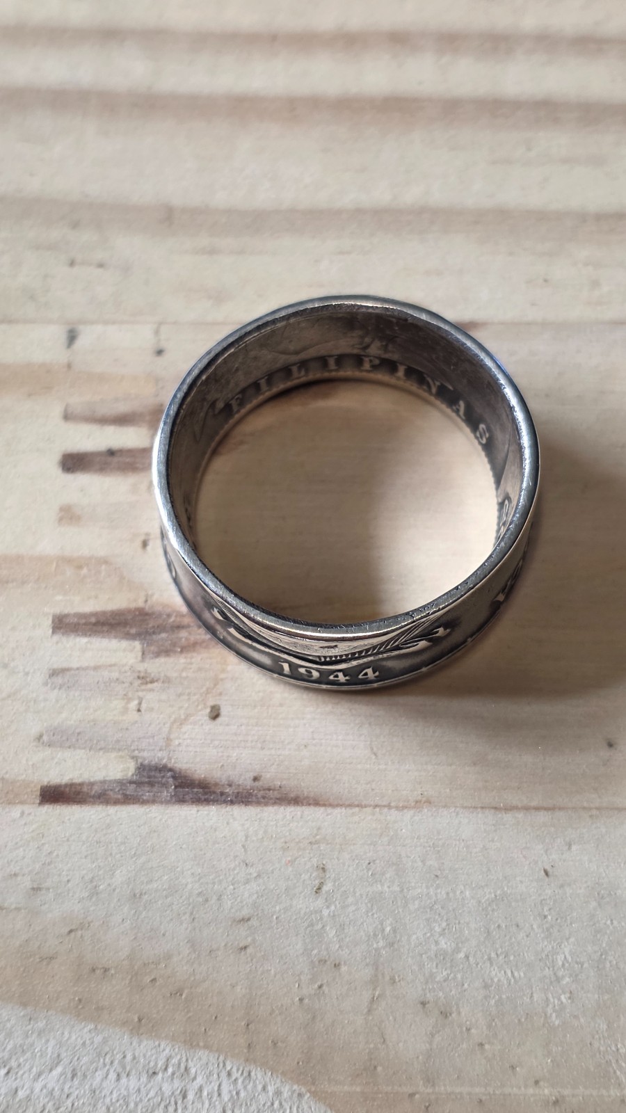 1944 Coin Ring Philippine 50 Centavos