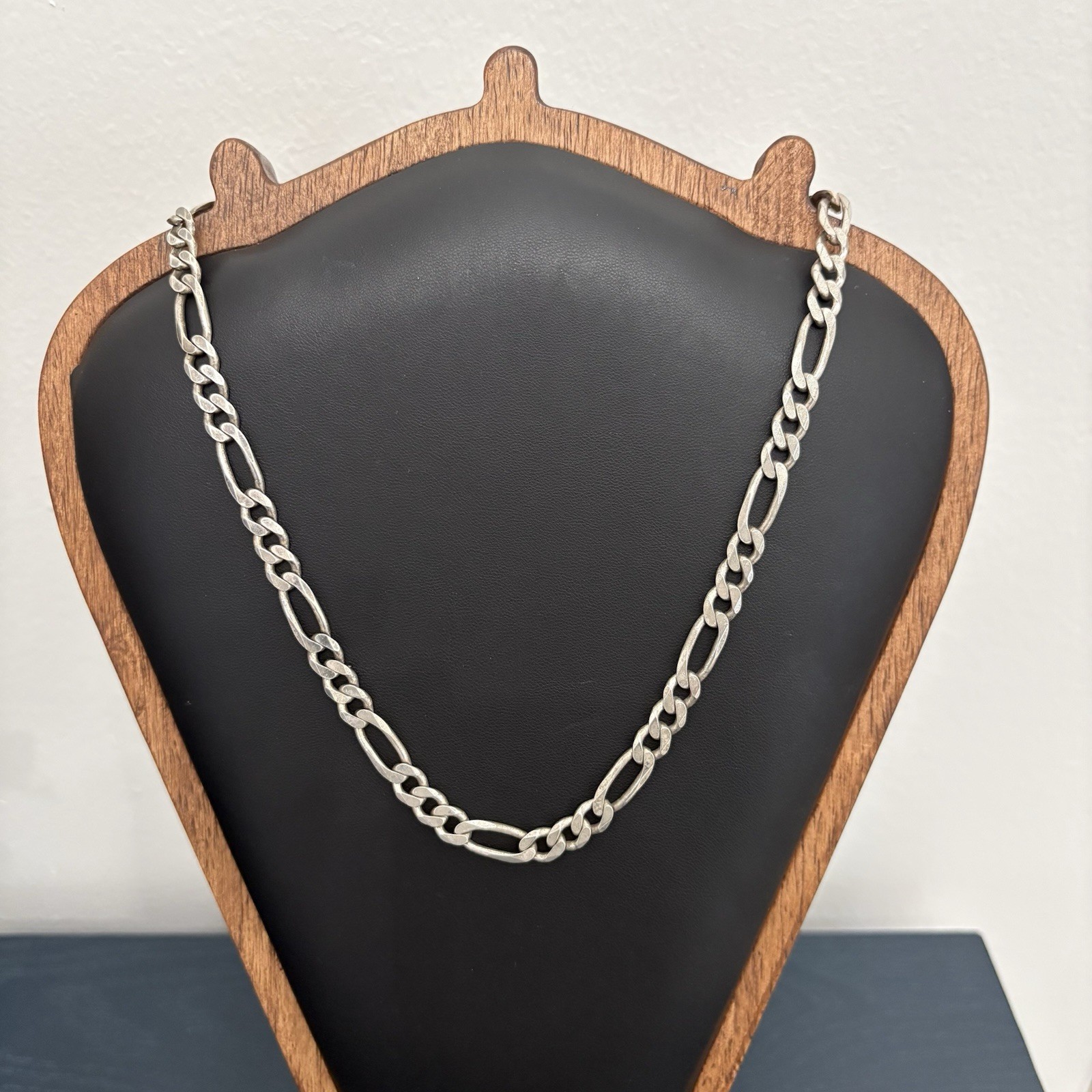 Vintage HAN Italy 925 Sterling Silver Figaro Chain Necklace 42 Grams 20” Long