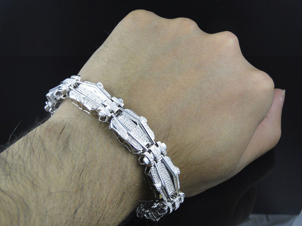 9.00 Ctw Round Cut Real Moissanite Tennis Men’s Bracelet 14k White Gold Plated