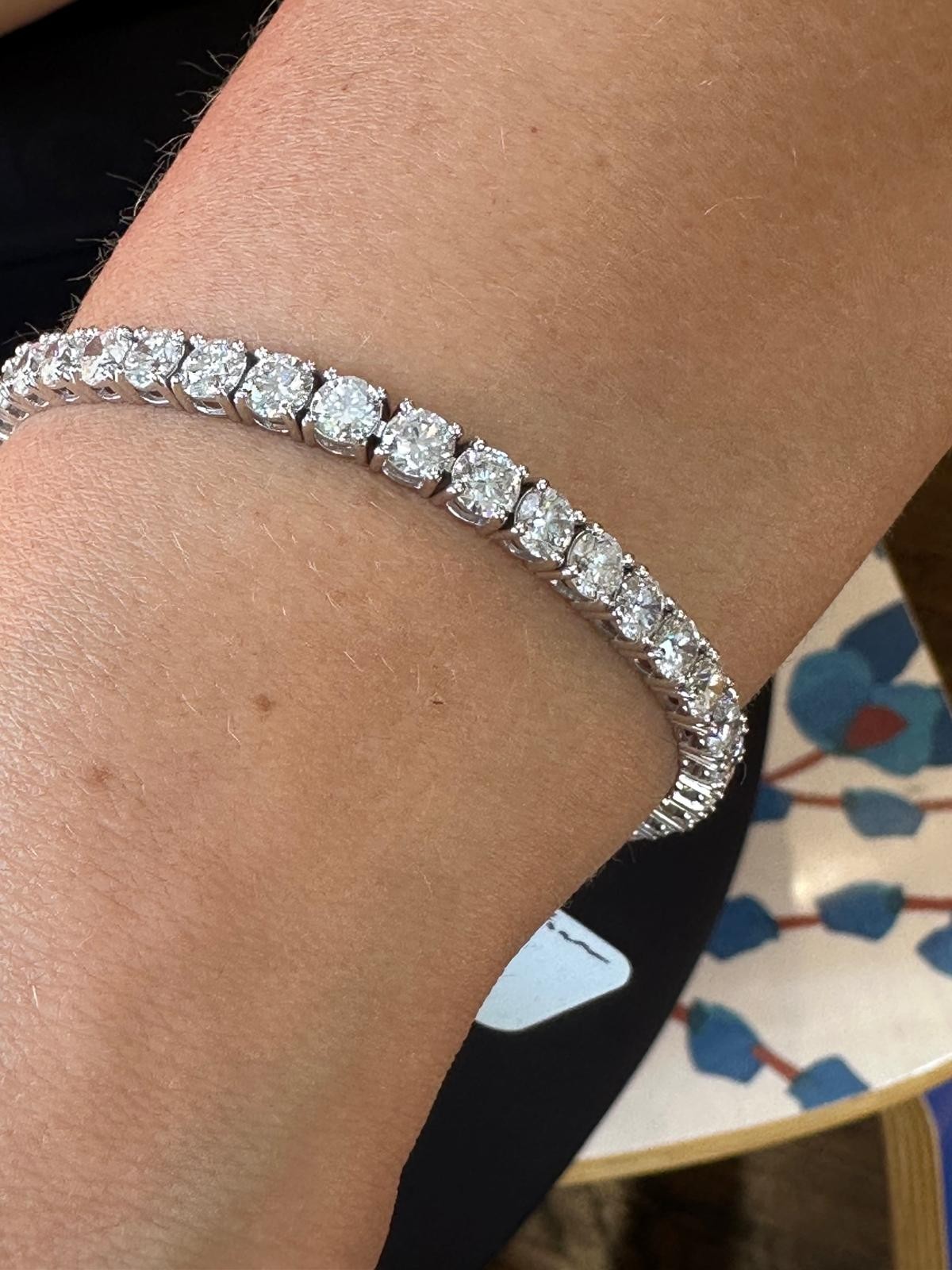 7 Carat TW Round Lab Grown Diamond 7″ Tennis Bracelet 14k White Gold D VS
