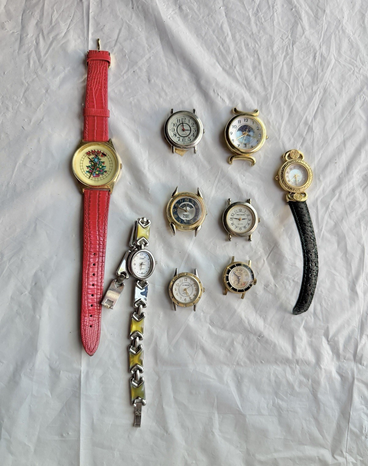 Vintage Women’s Watch Lot 9 Quartz Watch Heads Untested Parts Repair