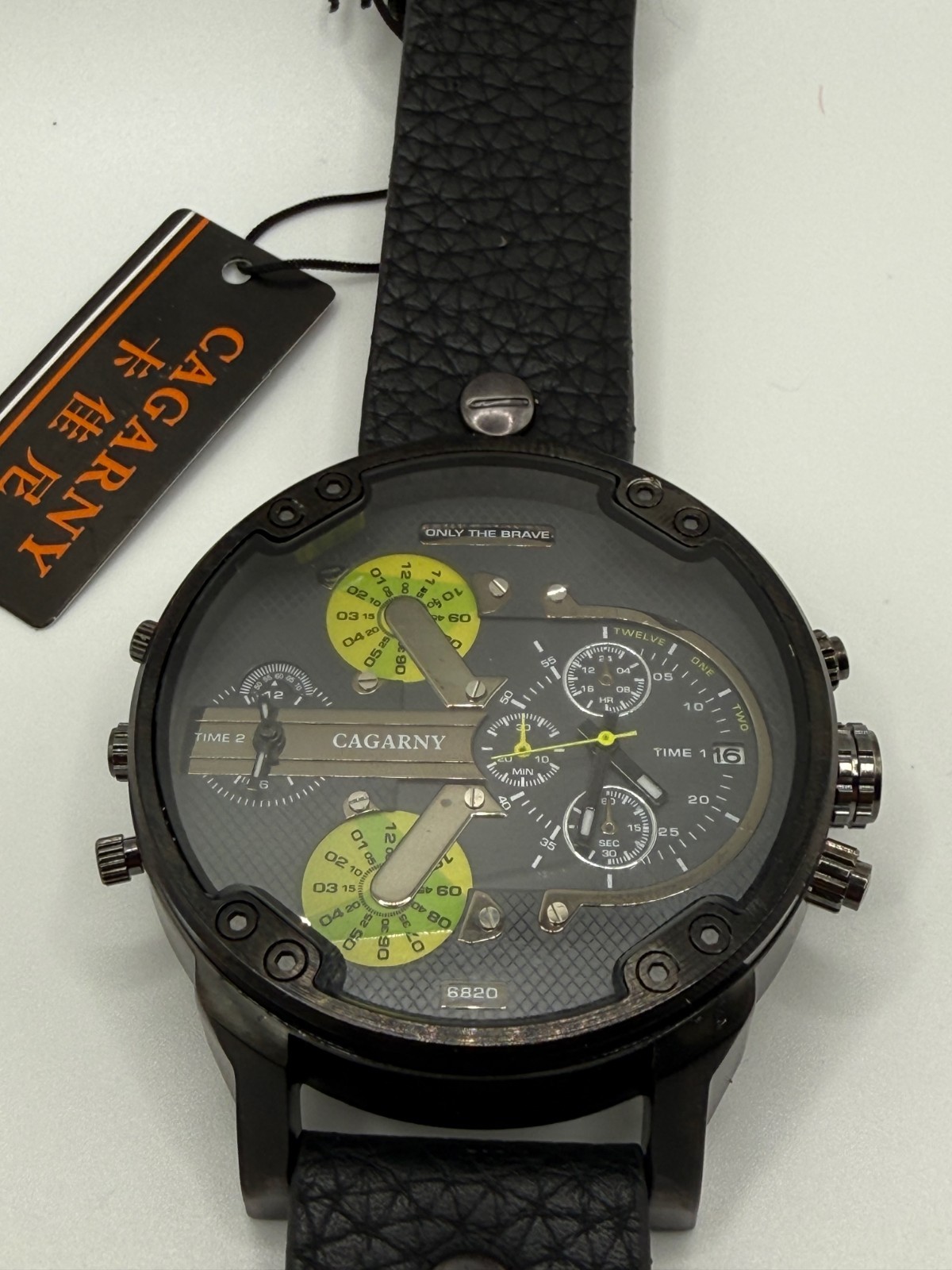 Cagarny 6820 Oversized Dual Time Zone Mens Quartz Watch Bold Statement Piece
