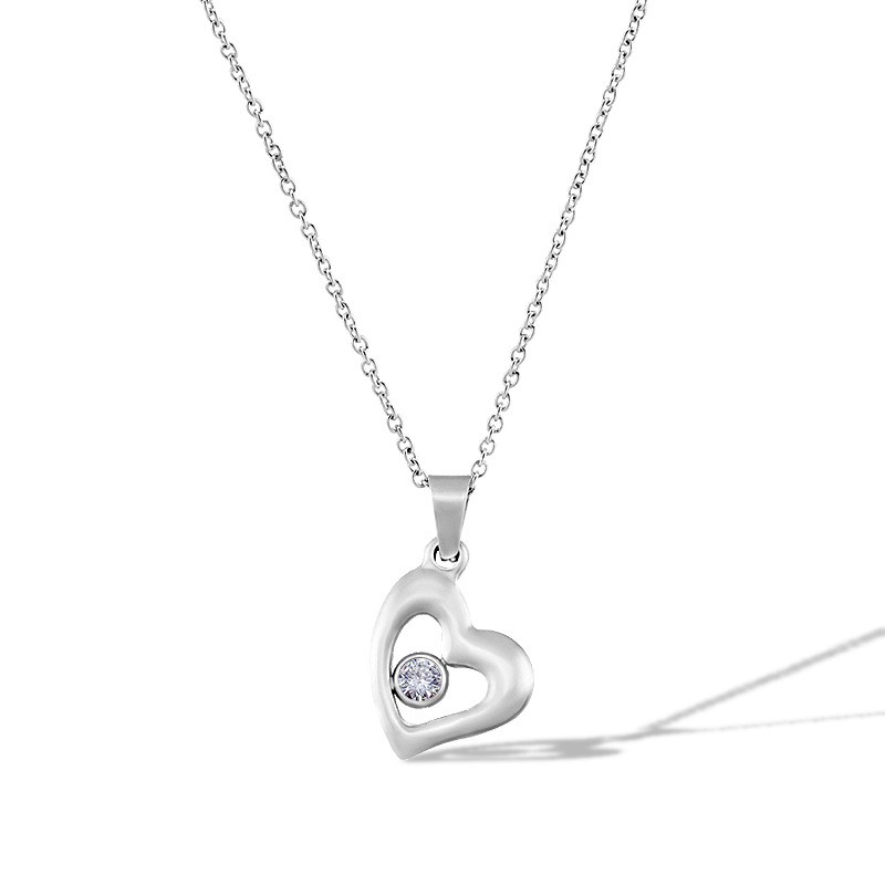 Hollow Heart Inlaid Zircon Necklace Elegant Daily Clavicle Chain For Women