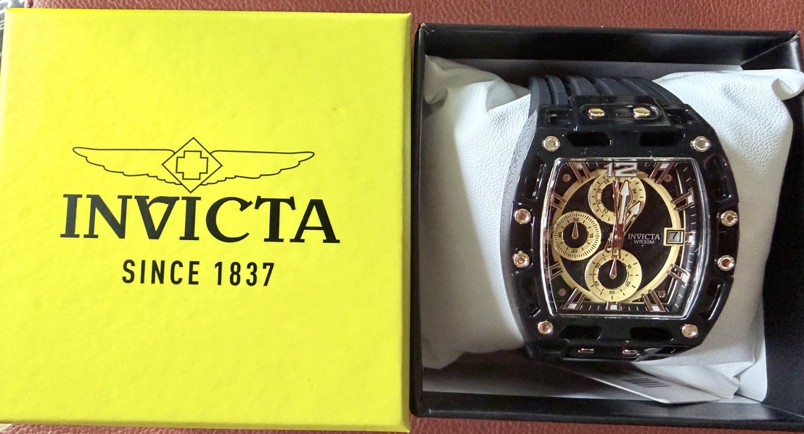 Invicta S1 Rally Men’s Watch Black Gold 70148 42mm Black Silicone Band RV $199