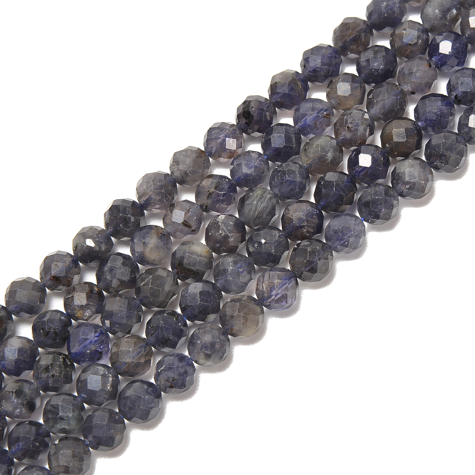 Natural Dark Color Iolite Hard Cut Faceted Round Beads Size 5mm 7mm 15.5”Strand