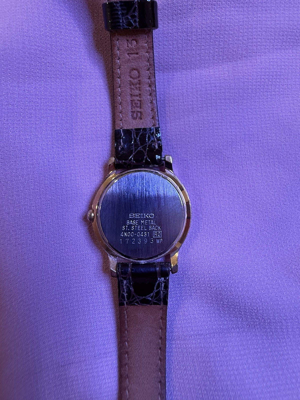 Vintage 1991 Seiko Quartz Dress Watch Gold Dial Brown Leather Strap -Working