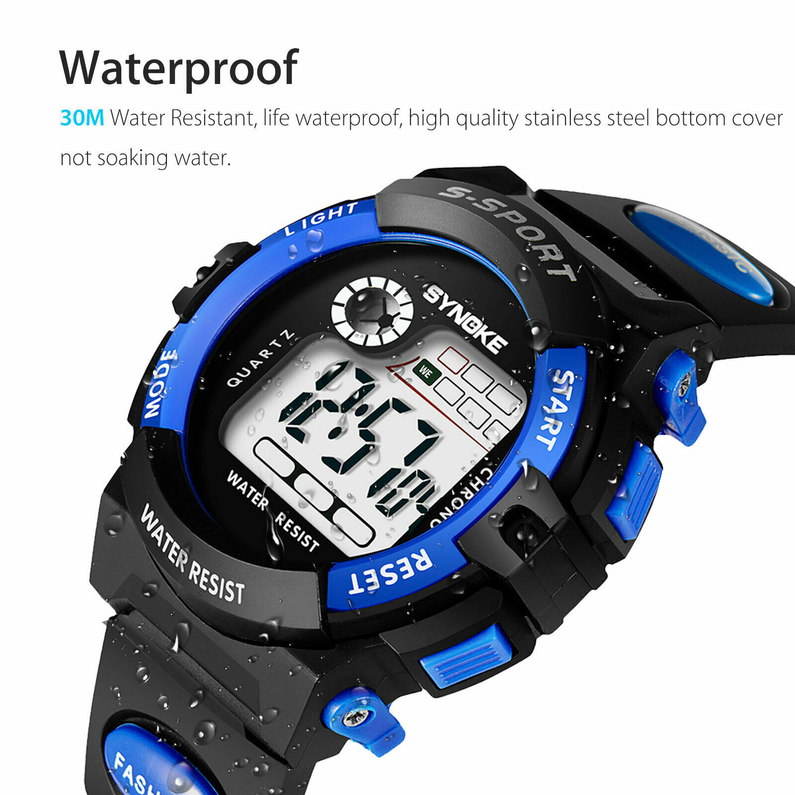 Waterproof Kids Digital Electronic Watch Children Boys Girls Sports LED Watches