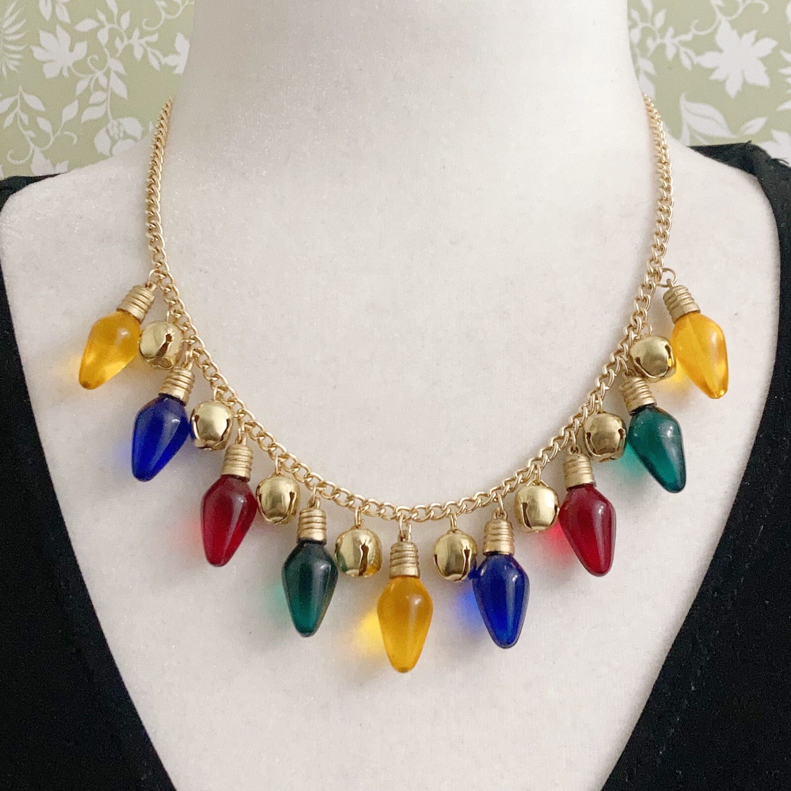 Handmade Christmas Theme Light Jingle Bell Necklace Earrings Set Funky Fun