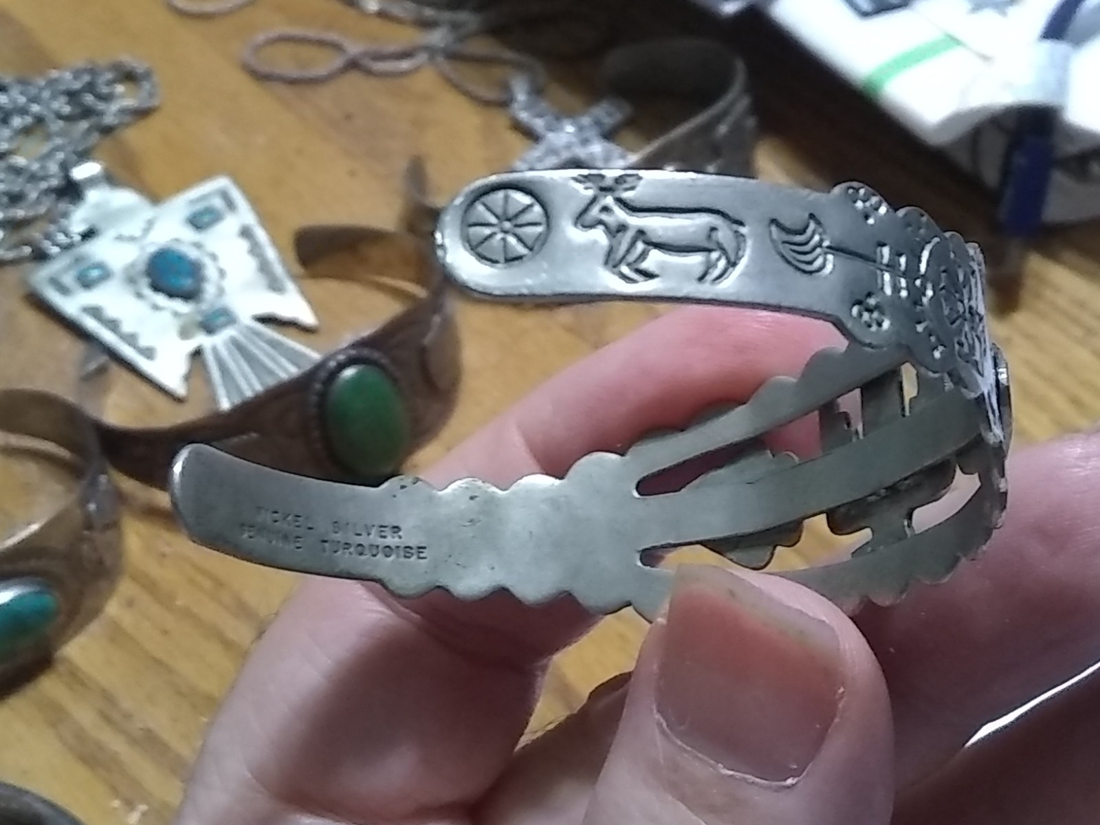 1930s Era Fred Harvey Navajo Nickel Silver Thunderbird Arrowhead Bracelet