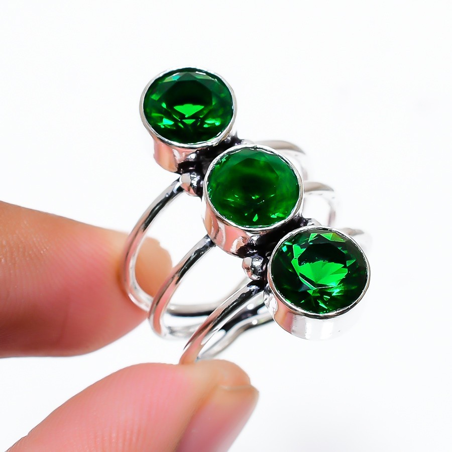 Chrome Diopside Gemstone 925 Sterling Silver Jewelry All Size Ring For Gift