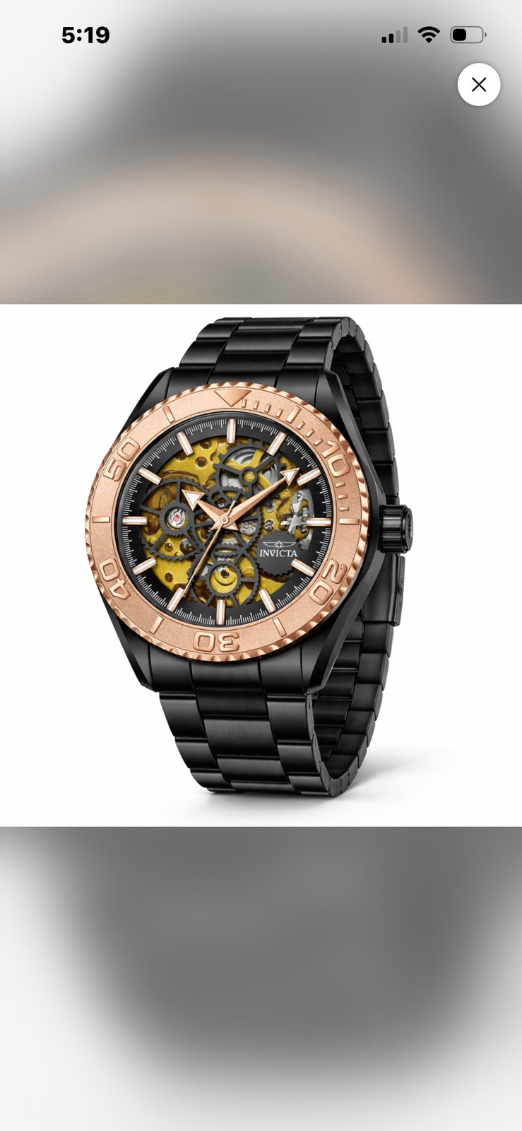 Invicta Objet D Art Automatic Men’s Watch w/ Skeleton Dial 43mm Black 69764 New!