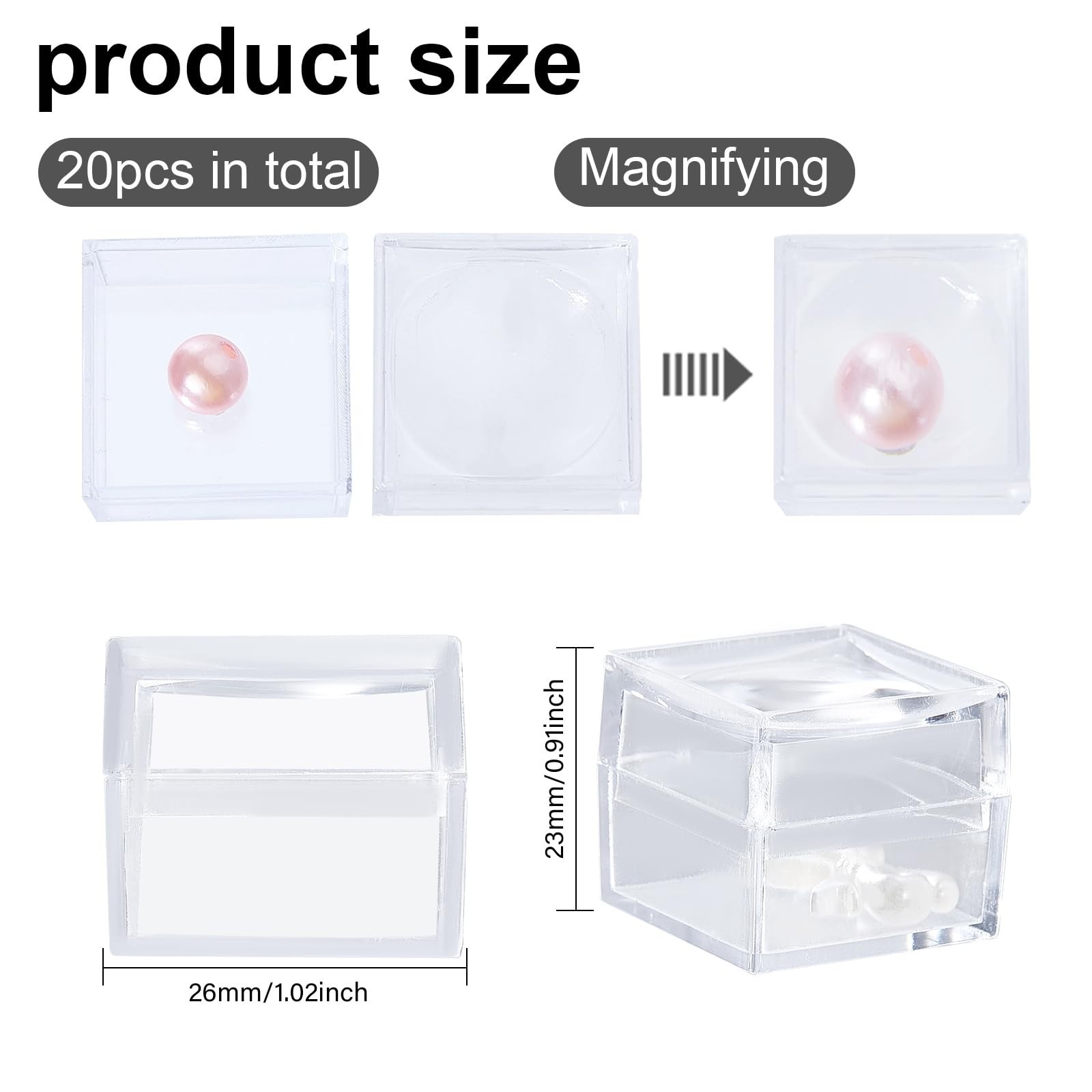 CHGCRAFT 20pcs Magnifying Display Box Diamond Gemstone Display Case Transpare…