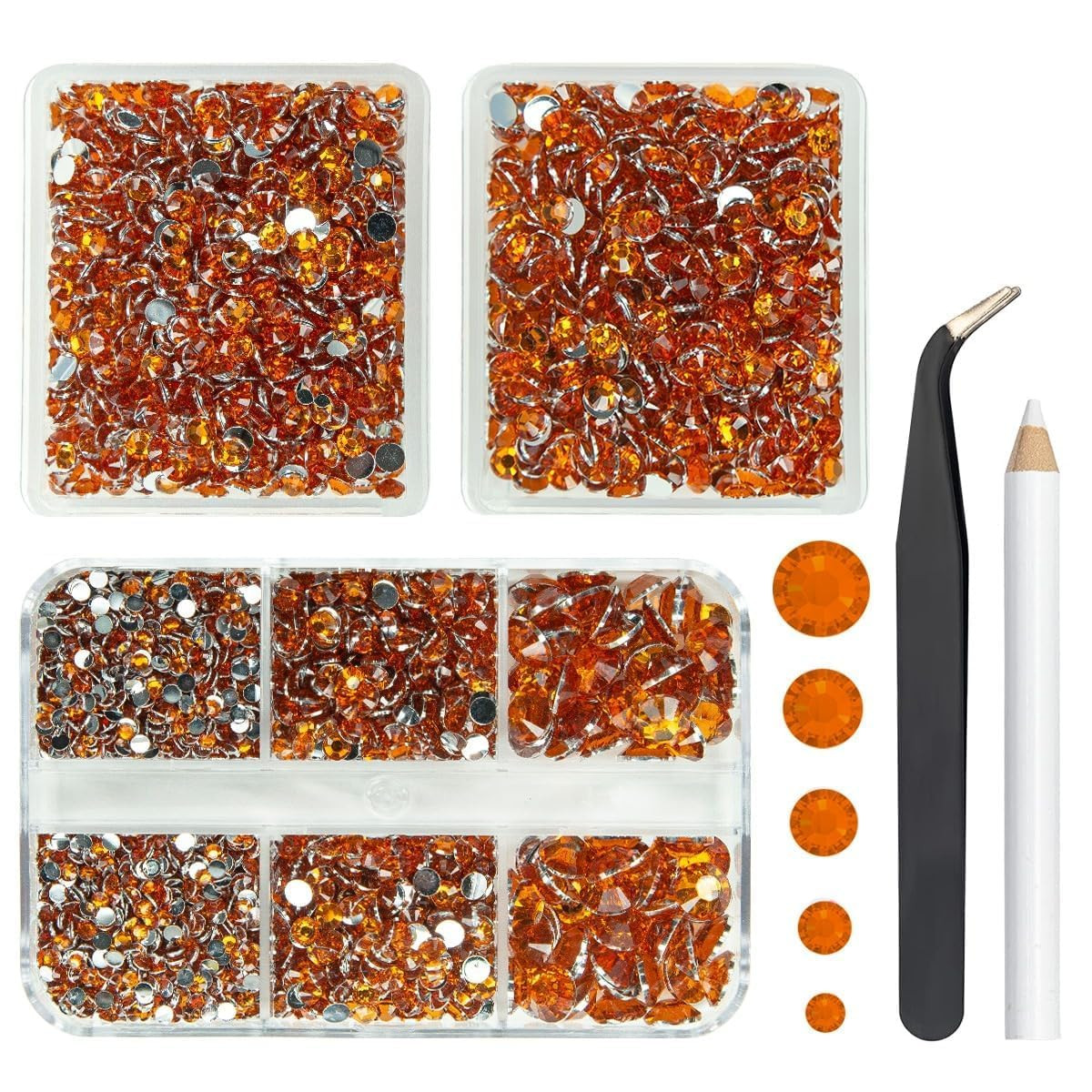 3 Boxes 5070PCS Golden Yellow Resin Rhinestones 2Mm 3Mm 4Mm 5Mm 6Mm Crystal Gold