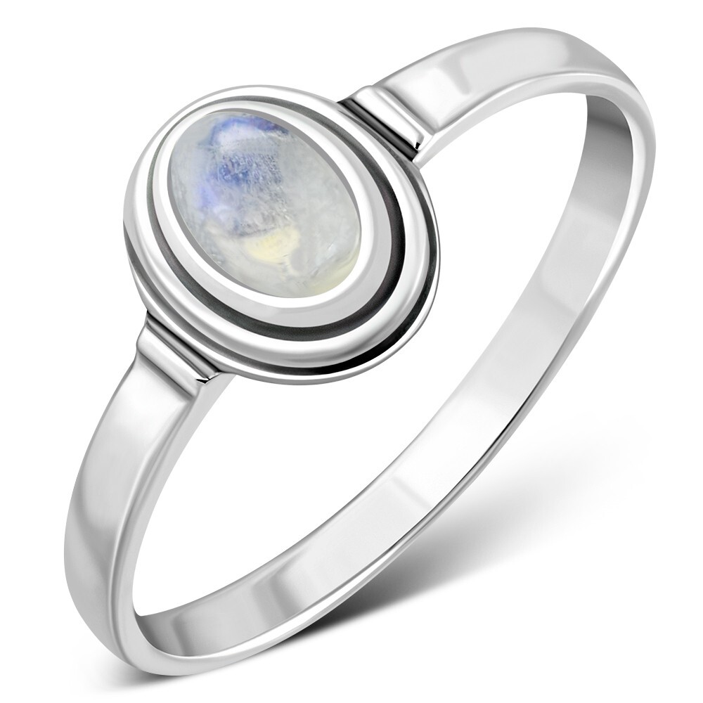 Rainbow Moonstone Sterling Silver Ring Size Q- MORE SIZES AVAILABLE