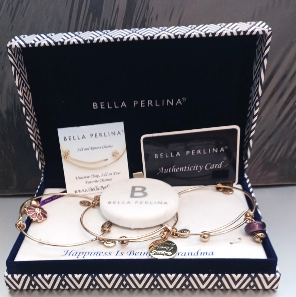 Bella Perlina “Happiness Is Being A Grandma” 3 Bangle Charm Braclets