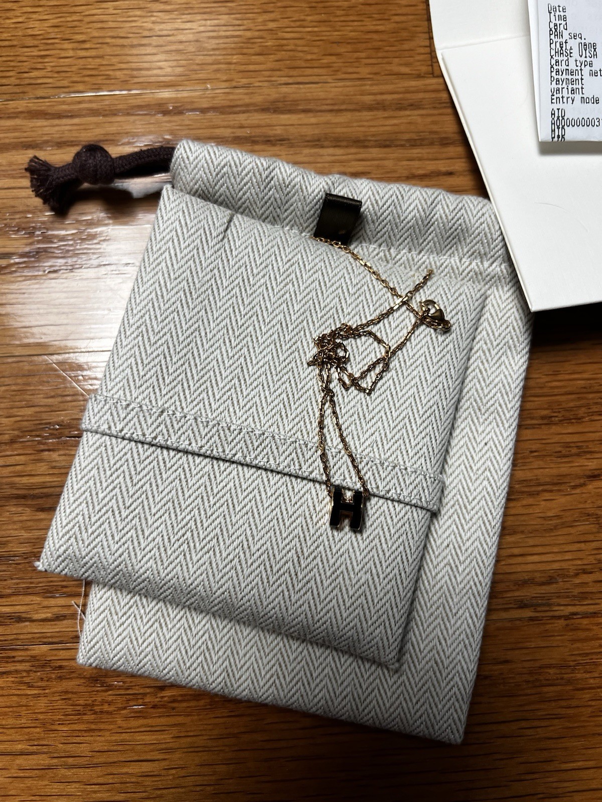 Hermes Mini Pop H Pendant Black with gold