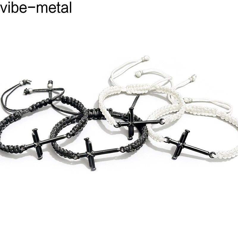 Braided Rope String Men Man Bracelet Charm Christian Jesus Cross Gift Adjustable