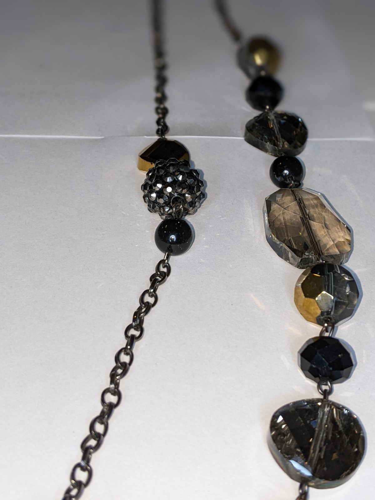 Women Necklace 2 Strand Black Gray Yellow Beads Stone Costume Jewelry Statement
