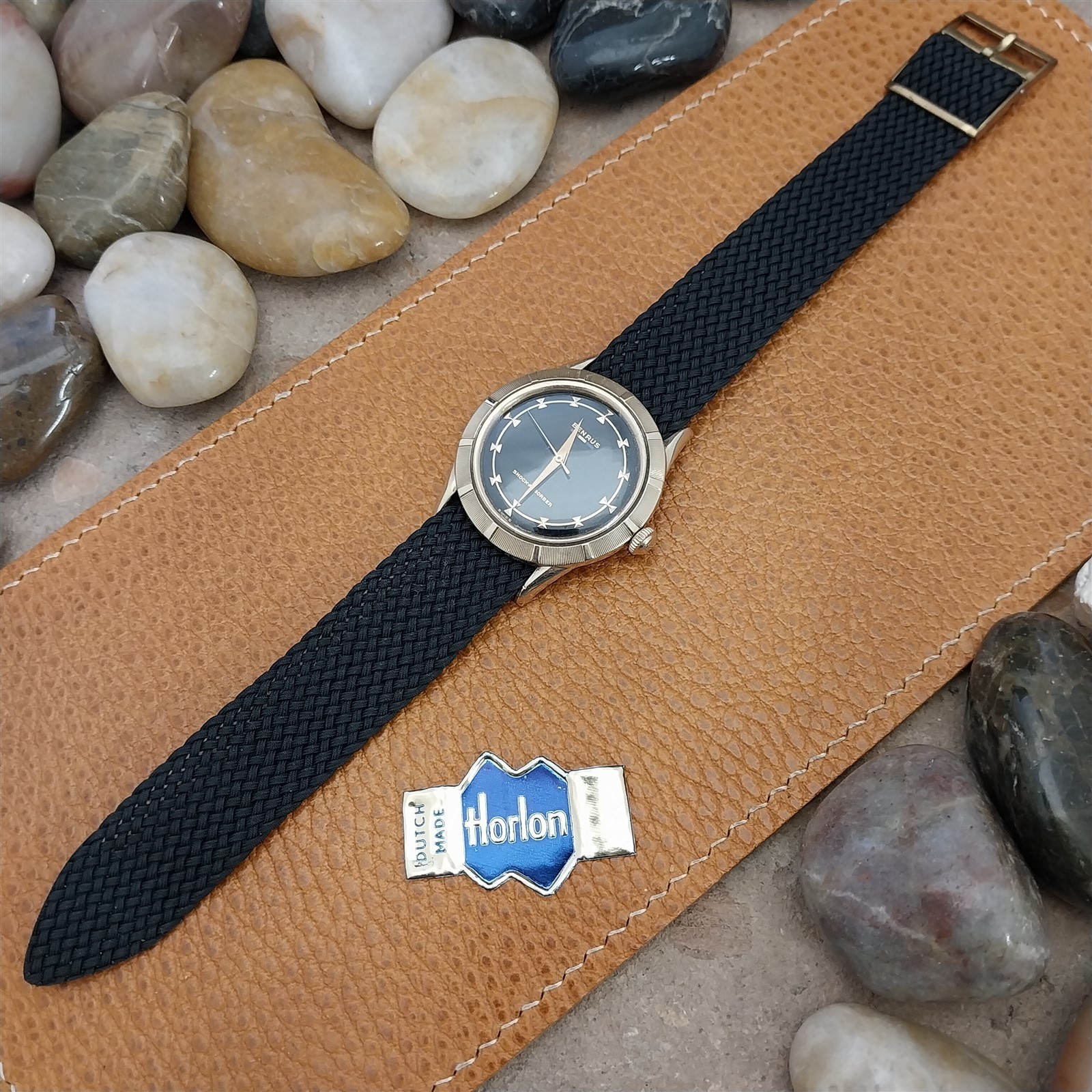 Perlon 18mm Black Classic Single Pass Unused 1960s Vintage Watch Strap
