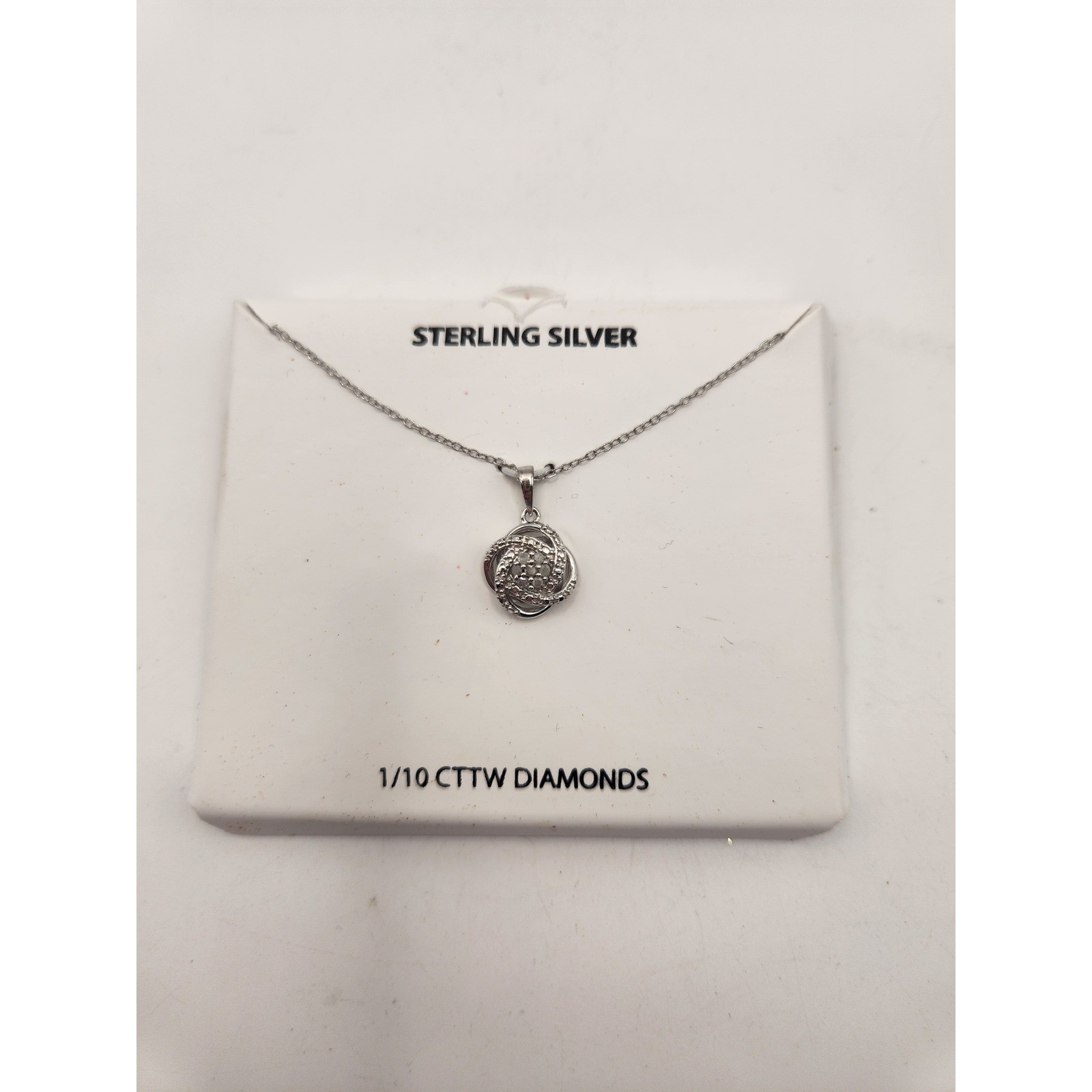 Sterling Silver 1/10 CTTW Diamond Love Knot Pendant Necklace 925 Silver New