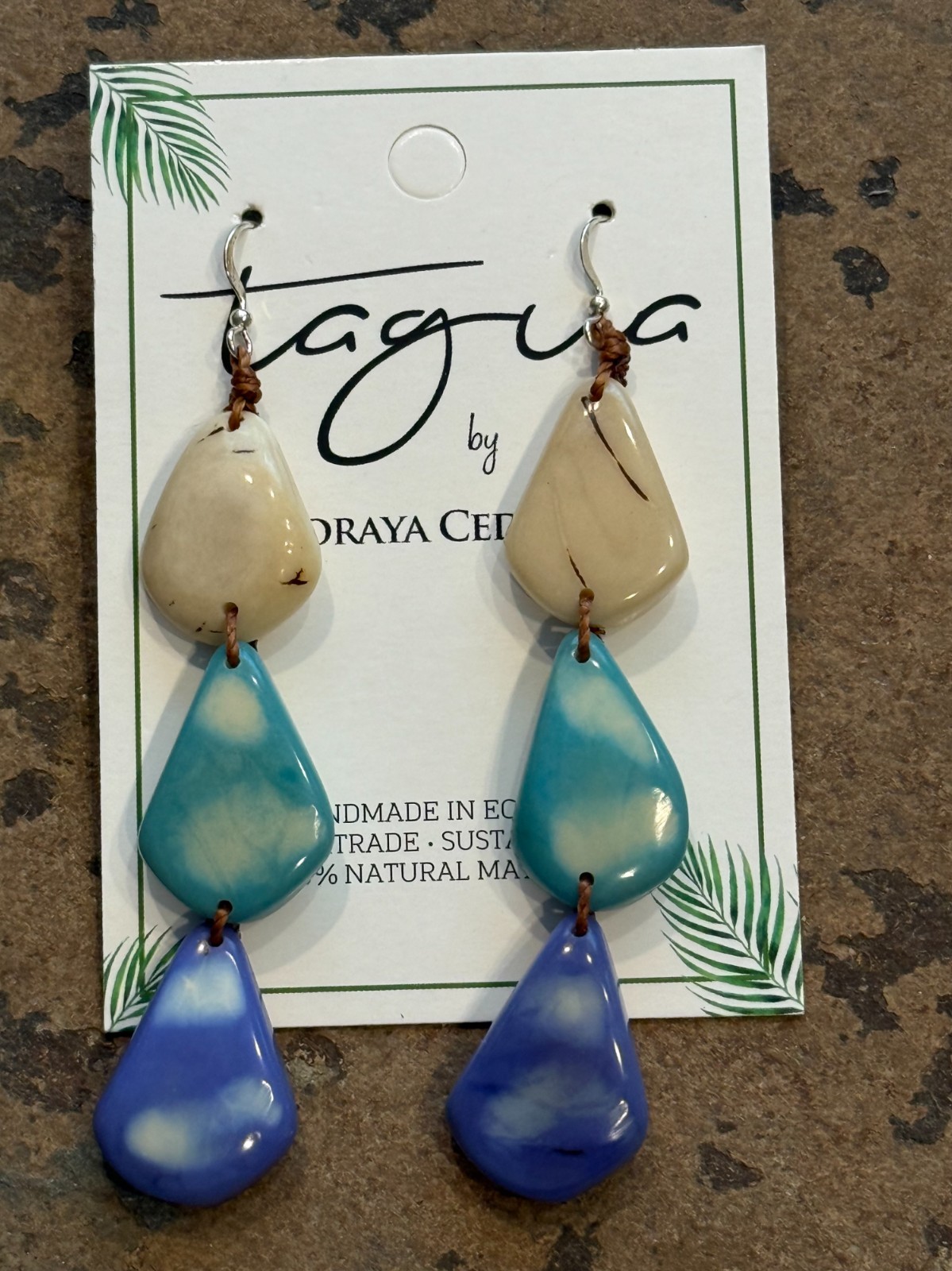 TAGUA NUT “LYS” EARRINGS ORGANIC ARTISAN HANDMADE BOHO STATEMENT JEWELRY NEW #1