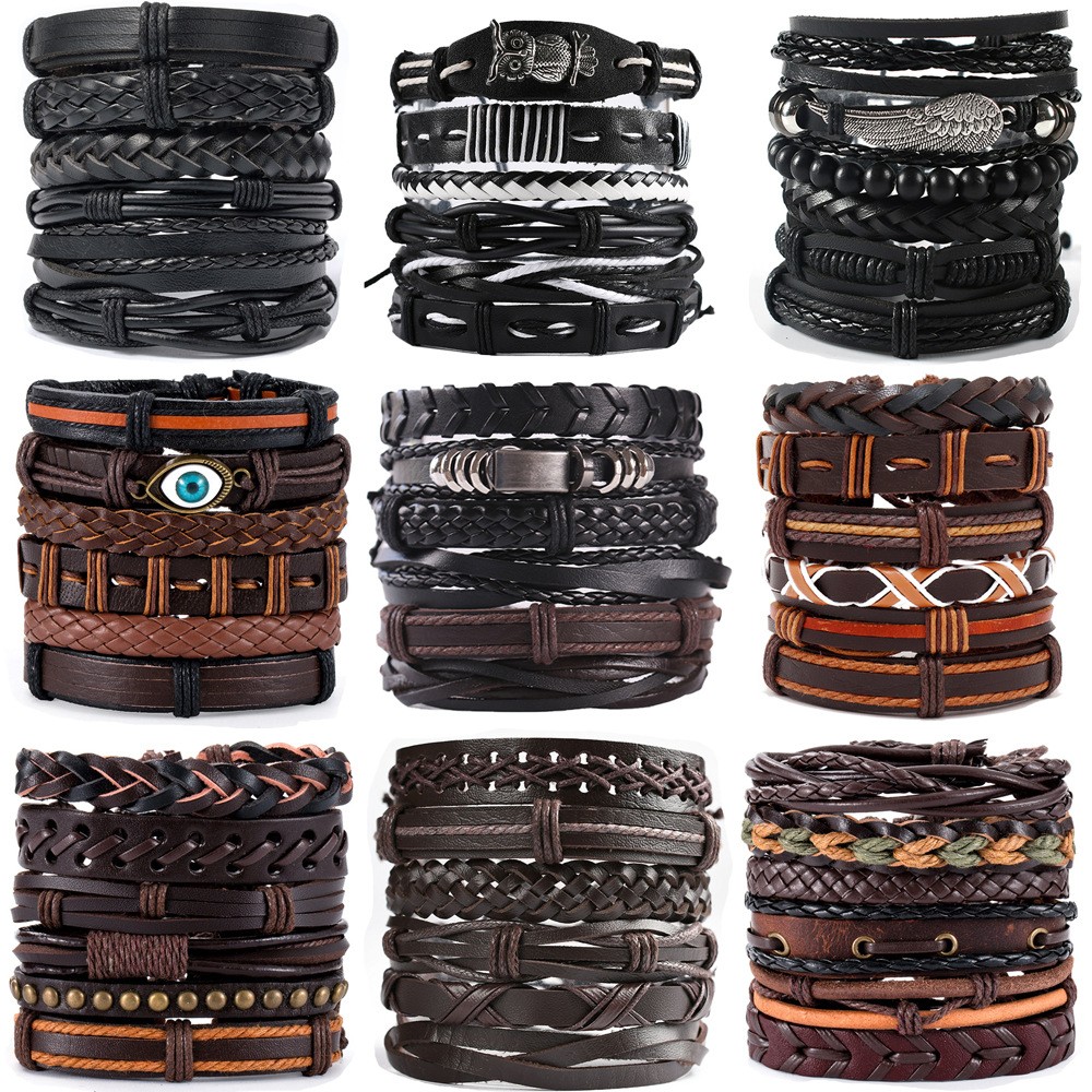 12/30 Wholesale Lot Hot Unisex Handmade Braided PU Leather Bracelet Wristband US