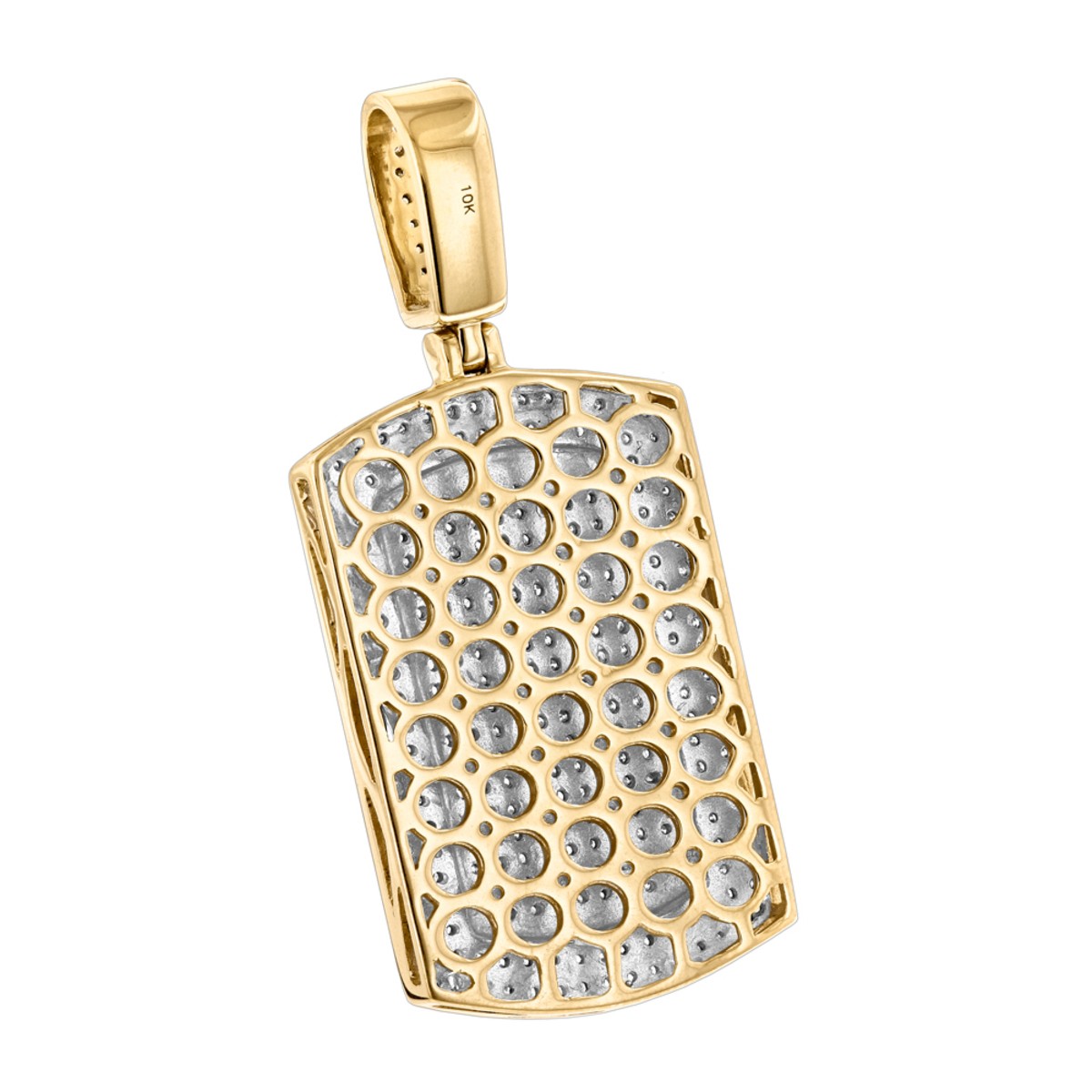 Unisex Diamond Dog Tags 10K Gold Iced Out Small Dog Tag Pendant by Luxurman