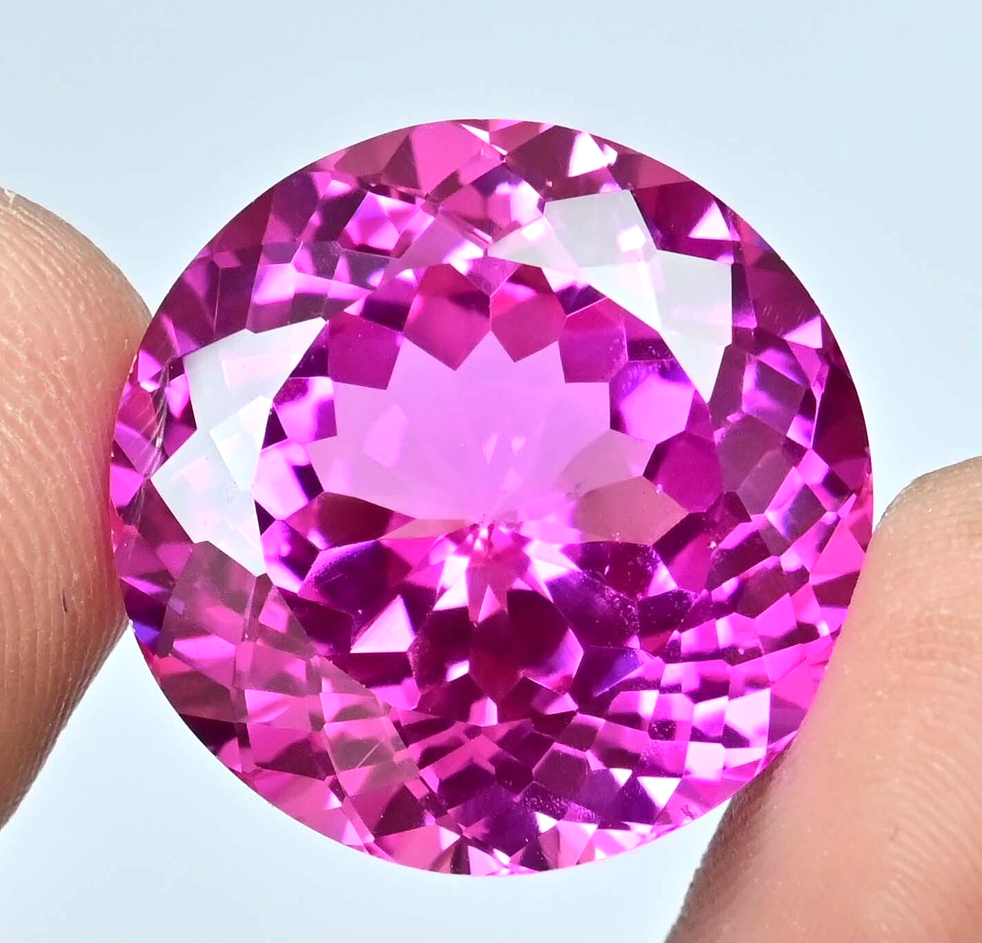 42.10 Ct Natural Mogok Pink Ruby Round Certified Flawless Loose Gemstone