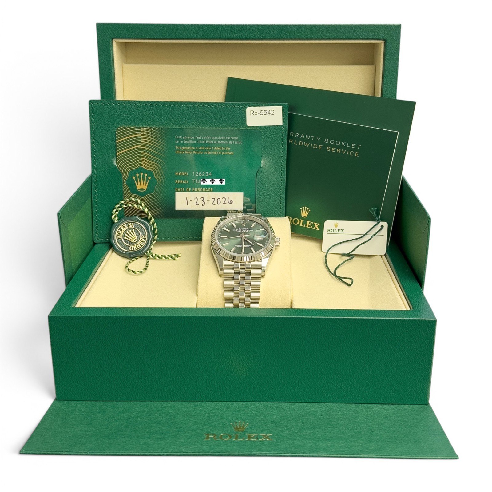 2026 Rolex DateJust 36mm MINT GREEN Stainless Steel JUBILEE 126234 BOX + PAPERS