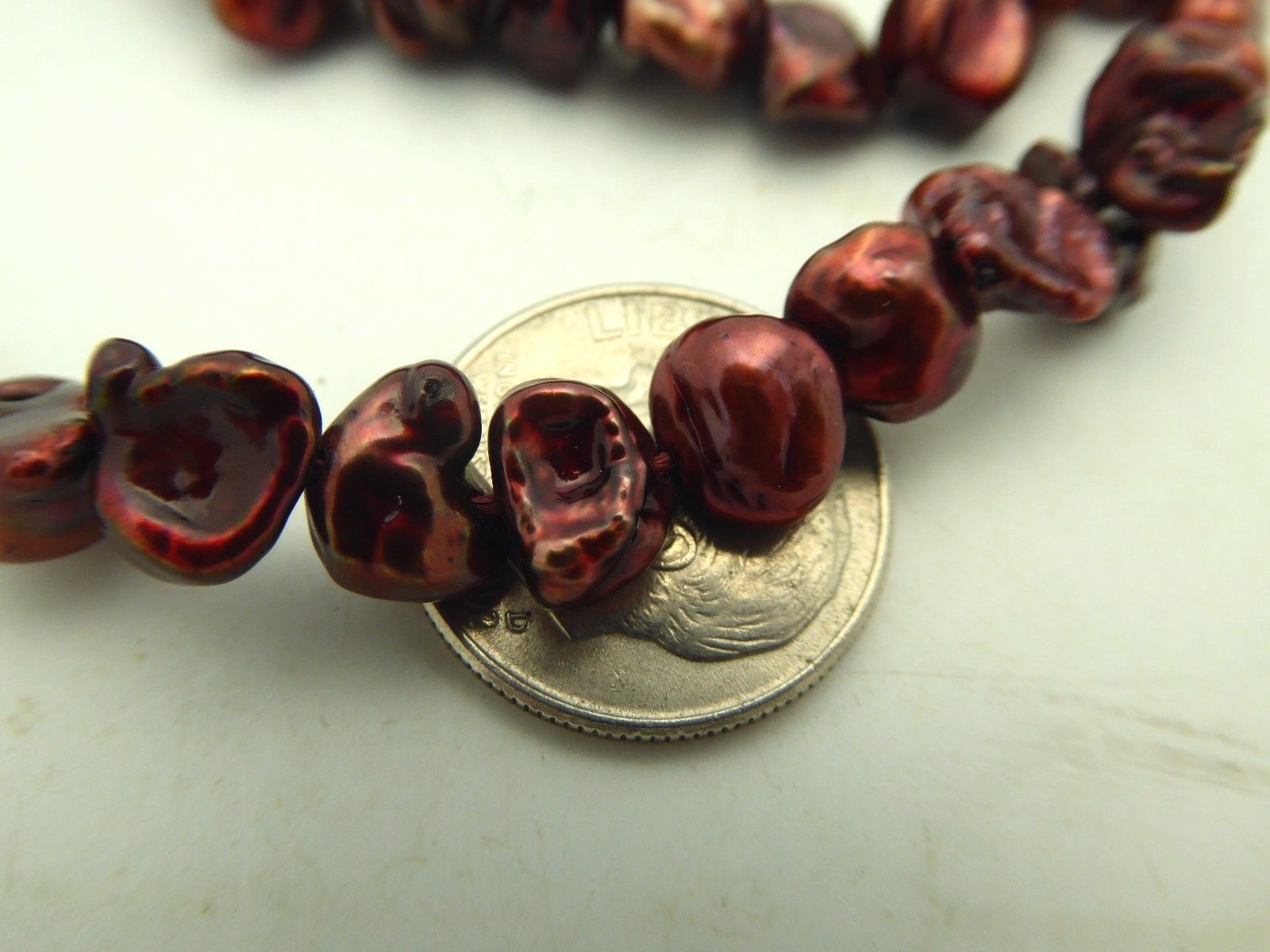 Freshwater Keishi Pearls Burgundy Red Maroon 7-8mm Beads 15.5″ Strand Bargain