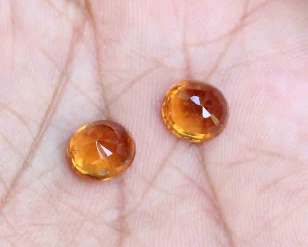 6.90 Ct Natural Hessonite Garnet 8.5*9 mm Oval Faceted Cut Loose Gemstone Pair
