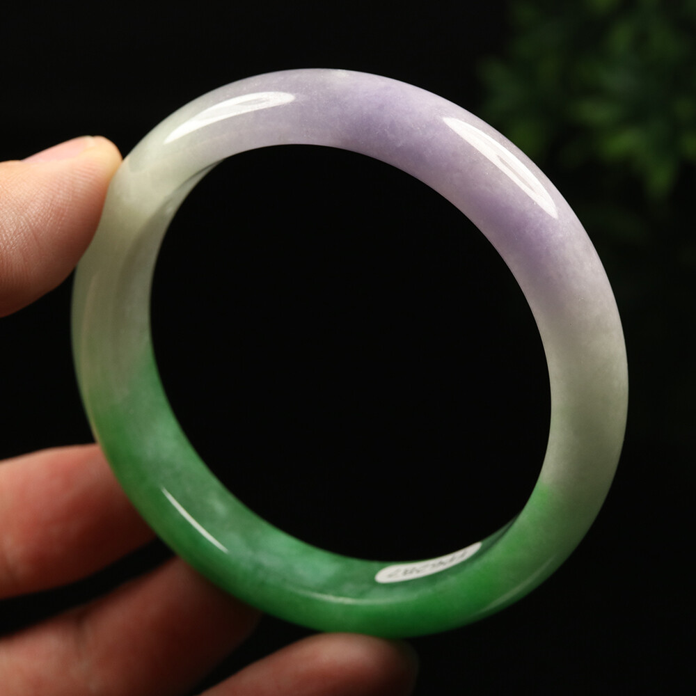 58mm White Lavender Green Jadeite Jade Bangle Bracelet Burma Jade Bangle A-12627