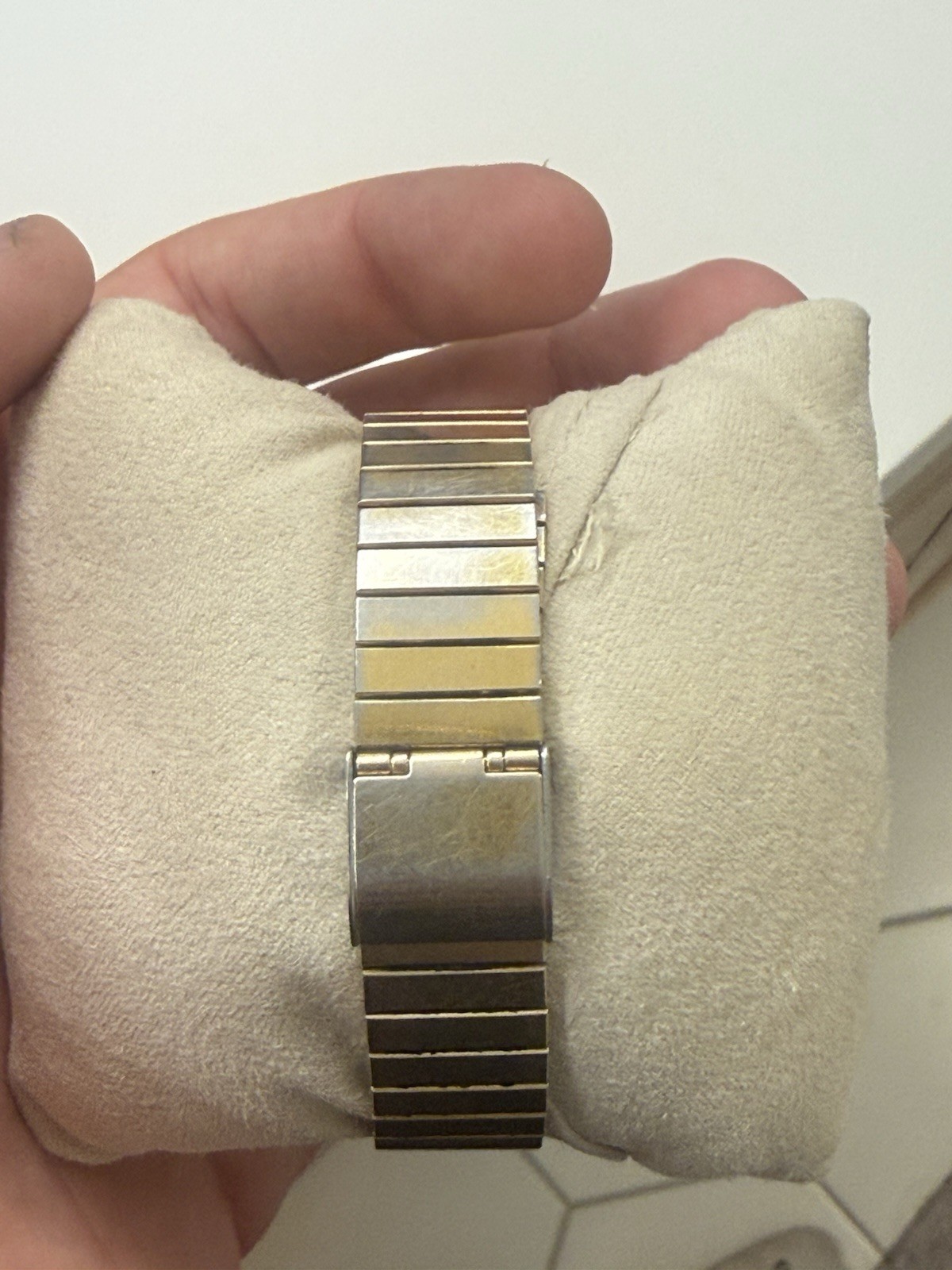 Vintage Pulsar Men Dress Watch By Seiko Rectangle Tank Stainless Gold Tone,25mm