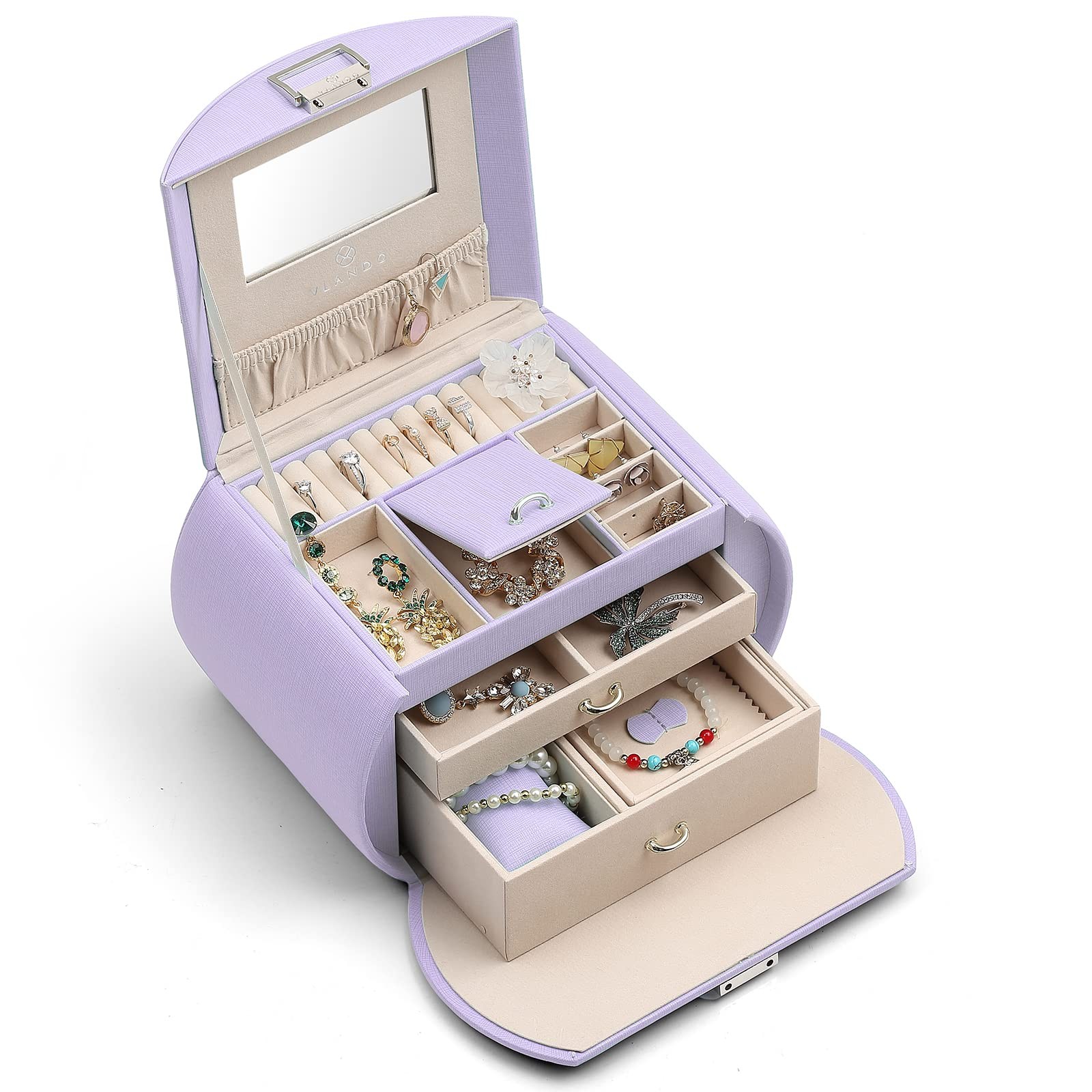 VLANDO Princess Style Jewelry Box for Girls Regular-Box, Purple
