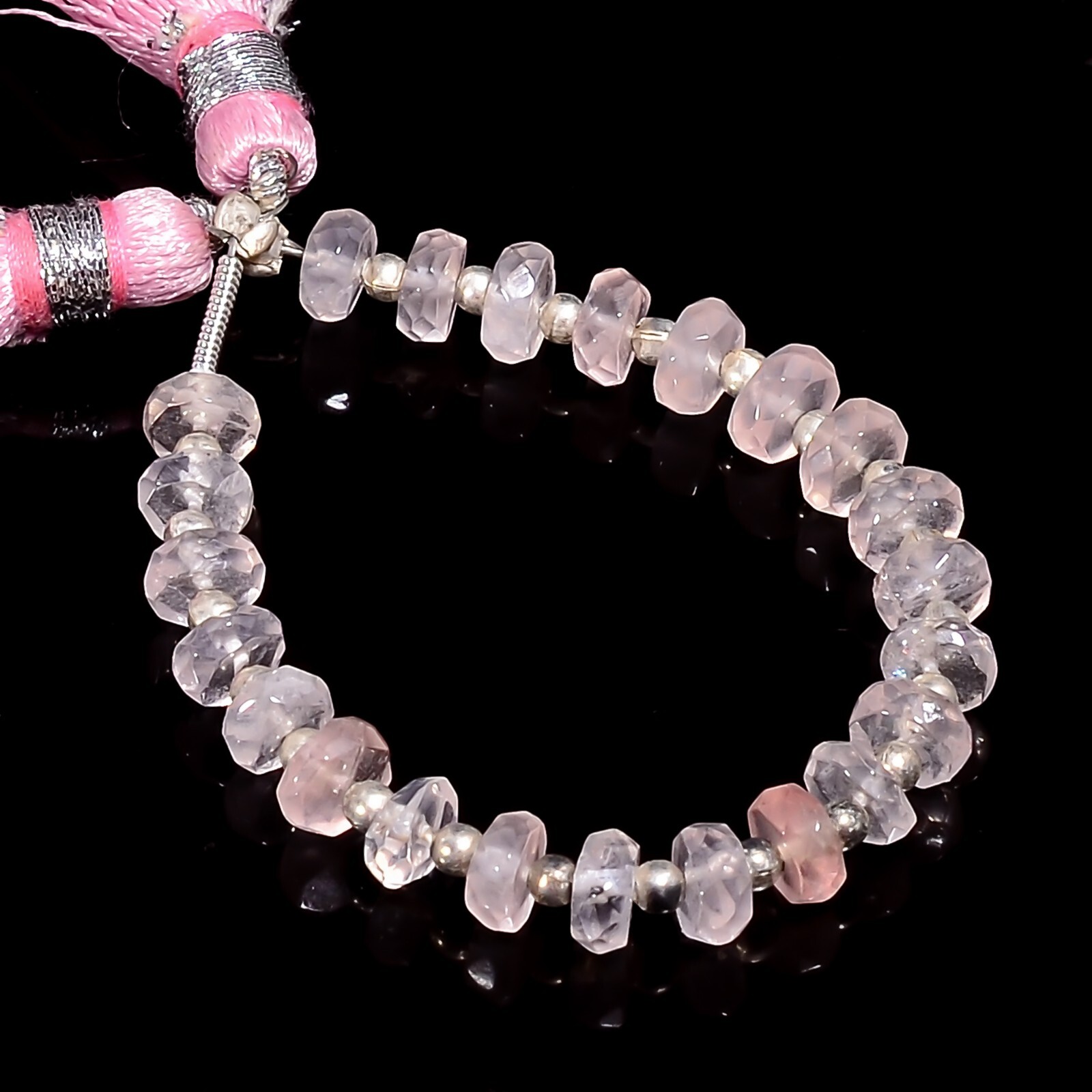 Natural Rose Quartz Gemstone Rondelle Faceted Beads 4X4X3 mm Strand 4″ E-2417