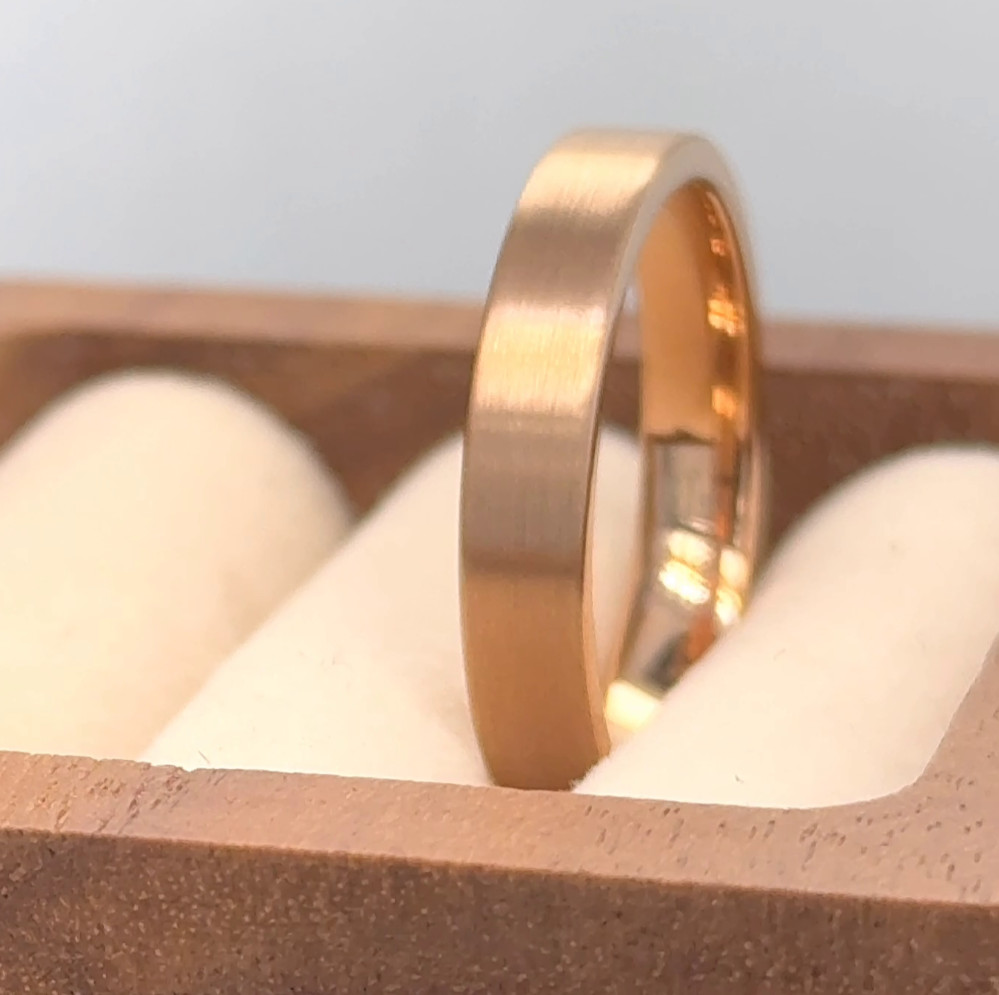 Stackable Women Promise Band Rose Gold Tungsten Engraved Ring Fiancé Gifts