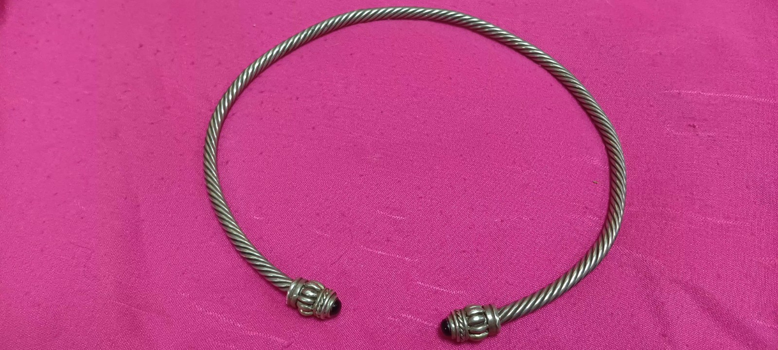 VINTAGE STERLING SILVER CHOKER BLACK ONYX MARKED 925 TESTED 48.8 GRAMS